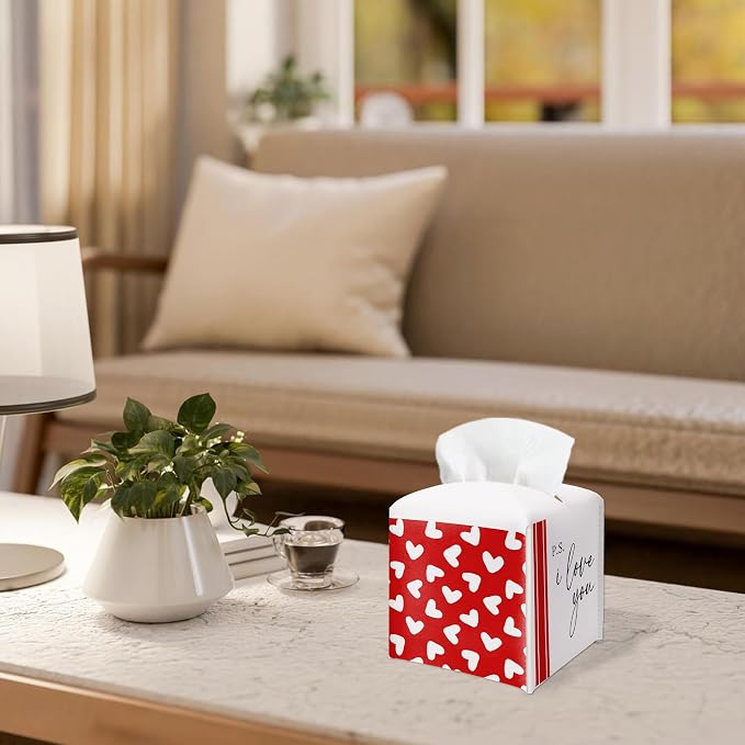 Red Heart Design Tissue Box Cover - Image 4
