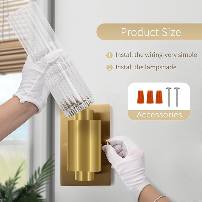 21" Gold Bathroom Sconces Set of 2, Modern Wall Sconces Set of Two - Image 6