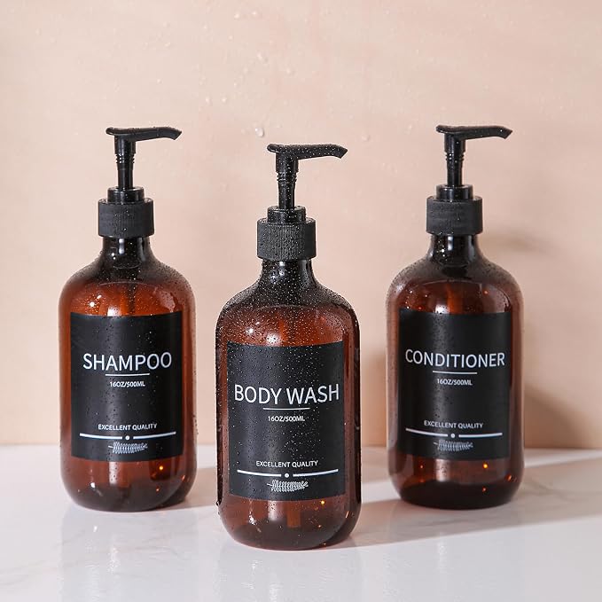 5Pack Amber Shower Bottles Refillable - Image 7