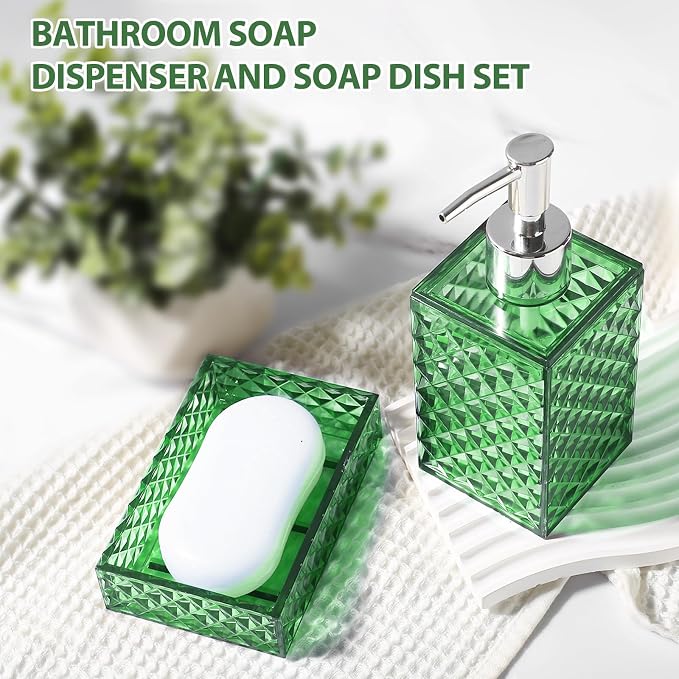 Green Bathroom Accessories Set, 4 Pack Green Bath Accessory Sets Complete - Image 3
