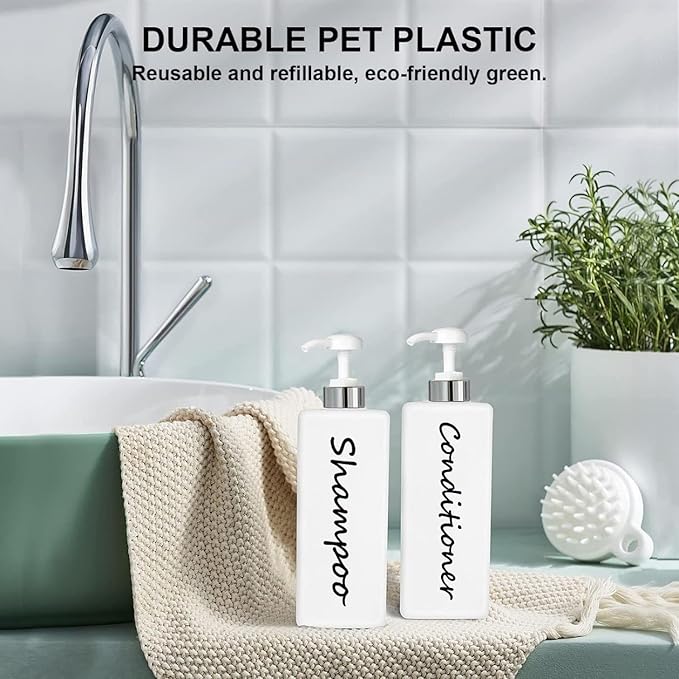 21oz Shampoo and Conditioner Dispenser Modern Refillable Shampoo Pump Bottles - Image 6
