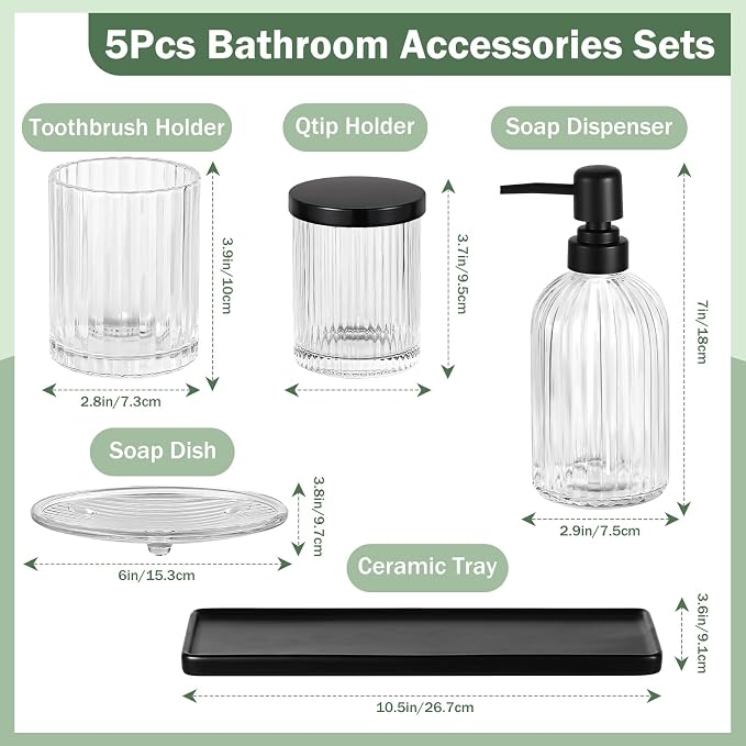 Shinowa Bathroom Accessories Set, Toothbrush Holder, Q-Tips Holder, Soap Dish - Image 3