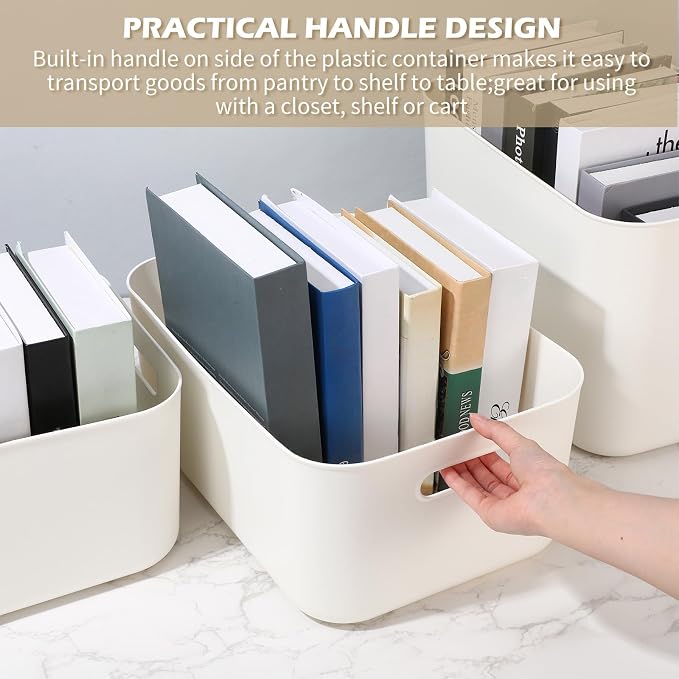 Zopeal Plastic Storage Bins 10 Pcs White Pantry Organizer Bins Small Baskets - Image 4