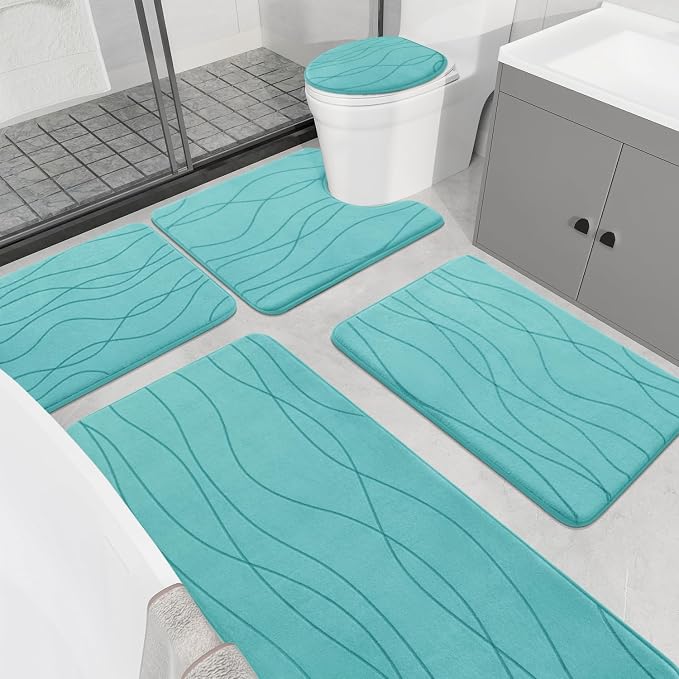 YIHOUSE Memory Foam Bathroom Rug Sets 5 Piece, Ultra Absorbent Bath Mat by YIHOUSE
