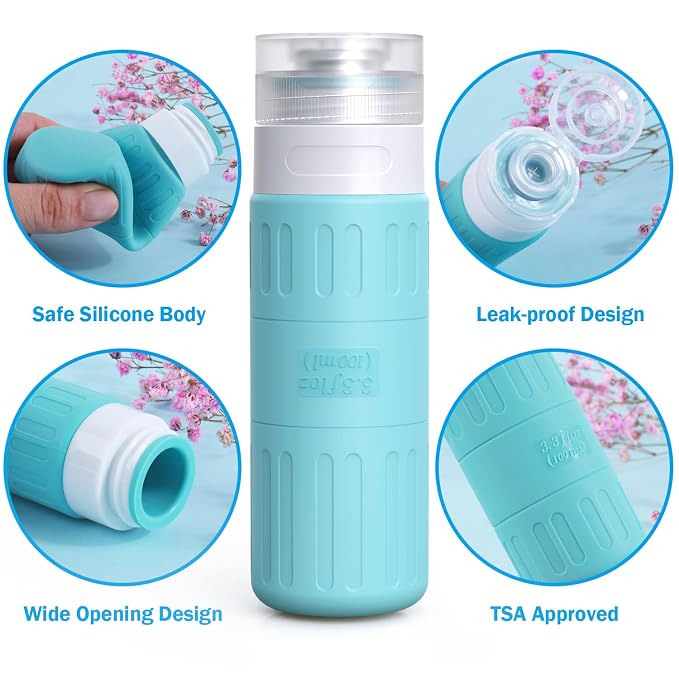 GLAMFIELDS Travel Bottles for Toiletries, TSA Approved 3.3oz Size LeakProof - Image 3