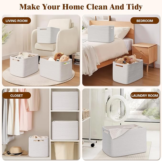 Storage Baskets for Organizing, 4 Pack Baskets for Shelves, Decorative Storage - Image 6