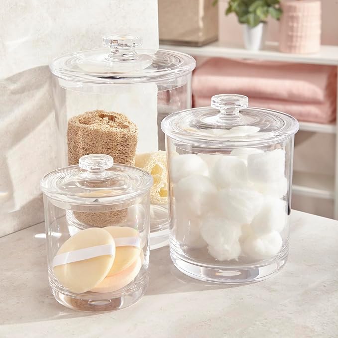 STORi 3-Pack Premium Quality Clear Plastic Qtip and Cotton Ball Holders - Image 6