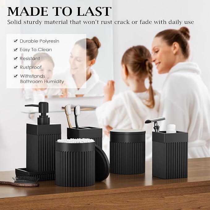 6-Piece Black Bathroom Set - Image 3