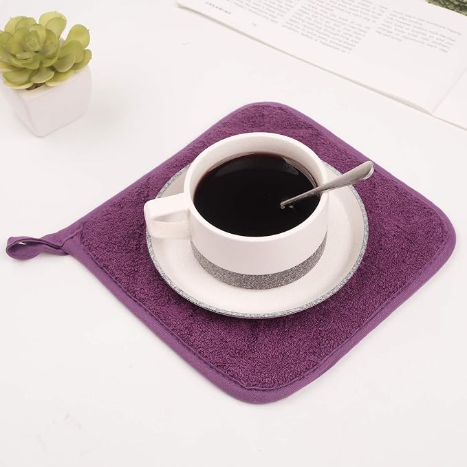 100% Cotton Kitchen Everyday Basic Terry Pot Holder Heat Resistant Coaster - Image 7