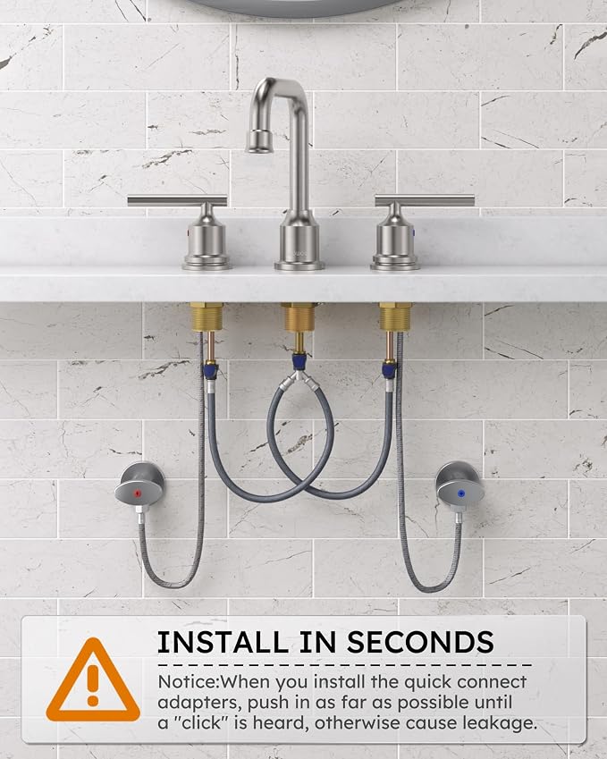 WOWOW 2 Handles 8 inch Widespread High Arc Bathroom Faucet Brushed Nickel - Image 5