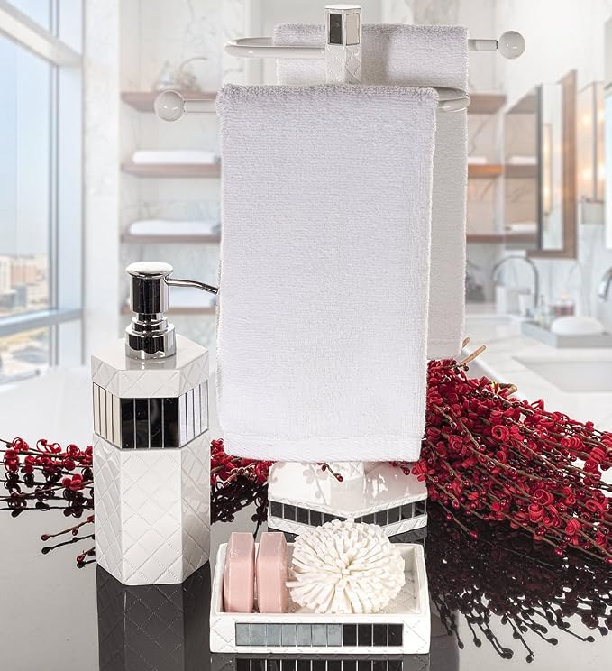 Creative Scents Quilted Mirror White Hand Soap Dispenser - Image 2