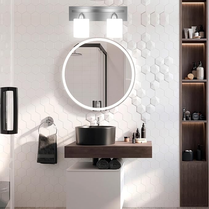 PARTPHONER - Bathroom Vanity Light Fixture - Over Mirror - Modern Glass Shade - - Image 6