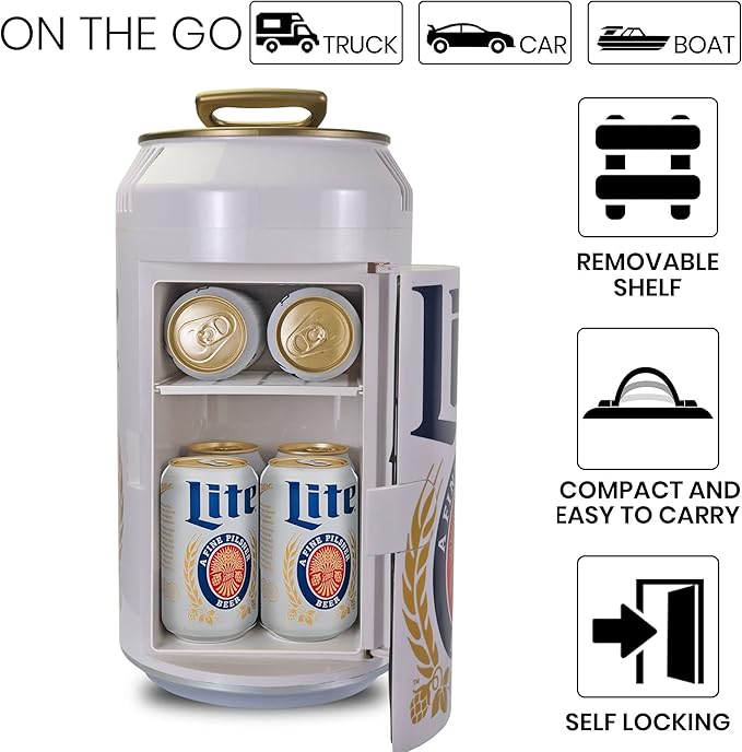 Miller Lite 8 Can Thermoelectric Mini Fridge 5.4 L/ 5.7 Quarts Capacity - Image 5