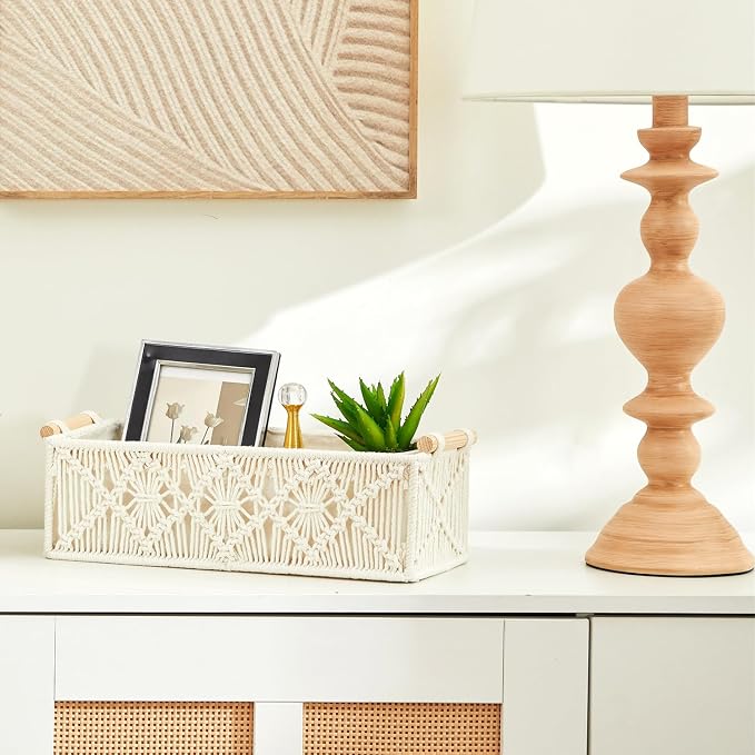 Nonam Macrame Storage Baskets, Boho Decor Style Woven Storage Boxes - Image 5