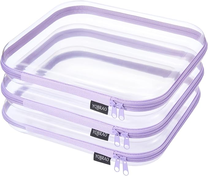YQBRA 3 Pack Clear Hard Shell Zipper Case, See-Through Hard Plastic Organizer by Unknown