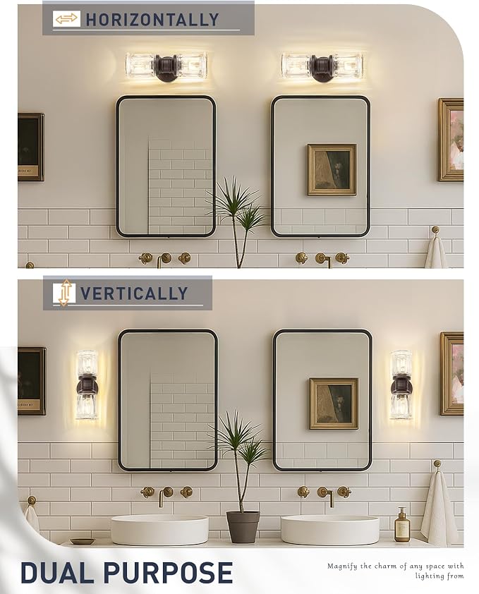 Rustic Wall Sconces, HWH Farmhouse Sconce Wall Lighting in Oil-Rubbed Bronze - Image 3