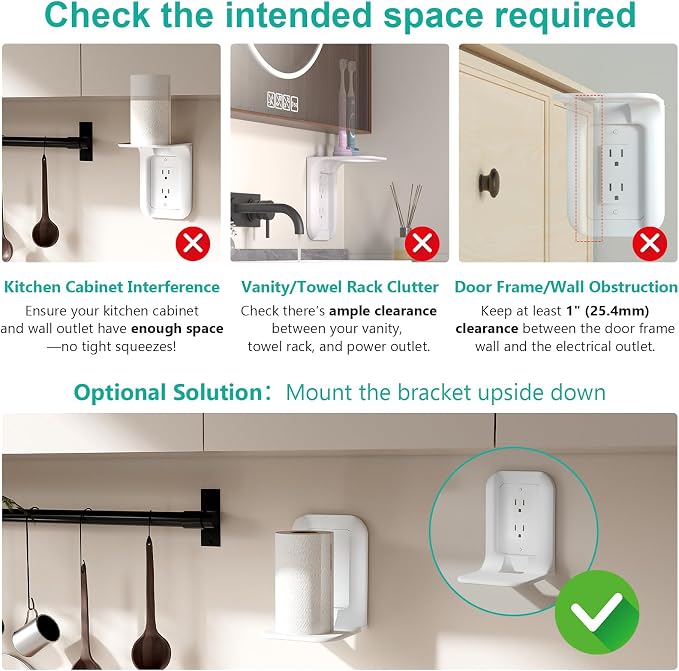 WALI Outlet Shelf Wall Holder, Bathroom Shelf up to 10lbs Standard Vertical - Image 8