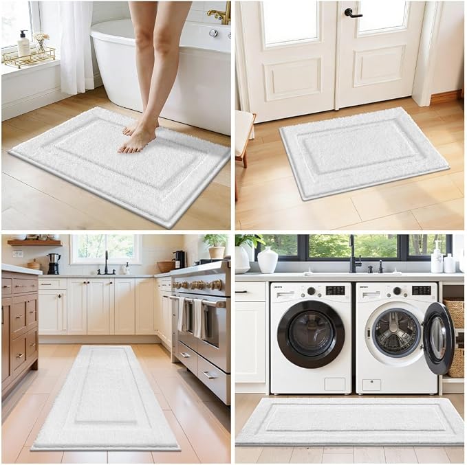 SHACOS Soft Fluffy White Bath Rugs Mats Set of 2 Pieces 16x24 + 20x32 inch - Image 8