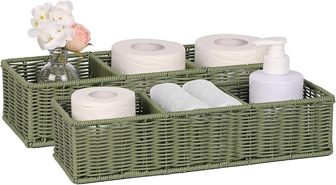 Toilet Paper Basket Decor: Sage Green Water-Resistant Organizer by UPINFREE