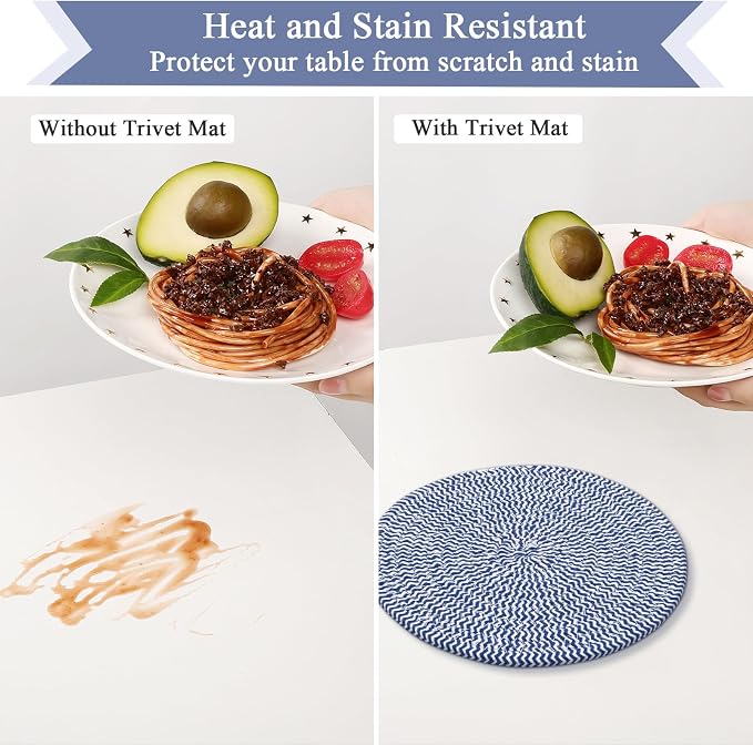 SHACOS 8 Inches Trivets for Hot Dishes, 4 Pieces Cotton Trivets Mats for Kitchen - Image 4