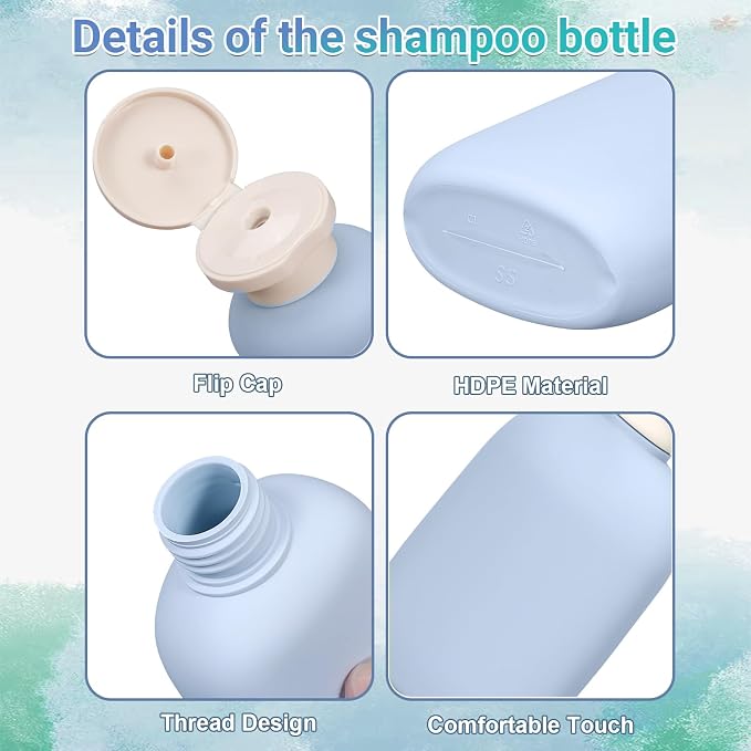 8.8 oz Plastic Travel Shampoo Bottles, Empty Plastic Squeeze Bottles - Image 3