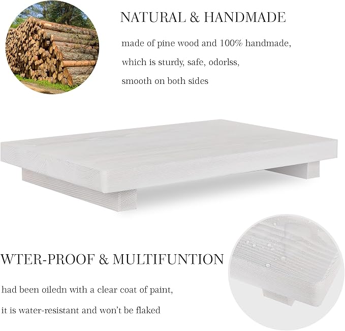 zoocatia Bathroom Counter Organizer Wood Pedestal Stand Farmhouse Decorative - Image 4