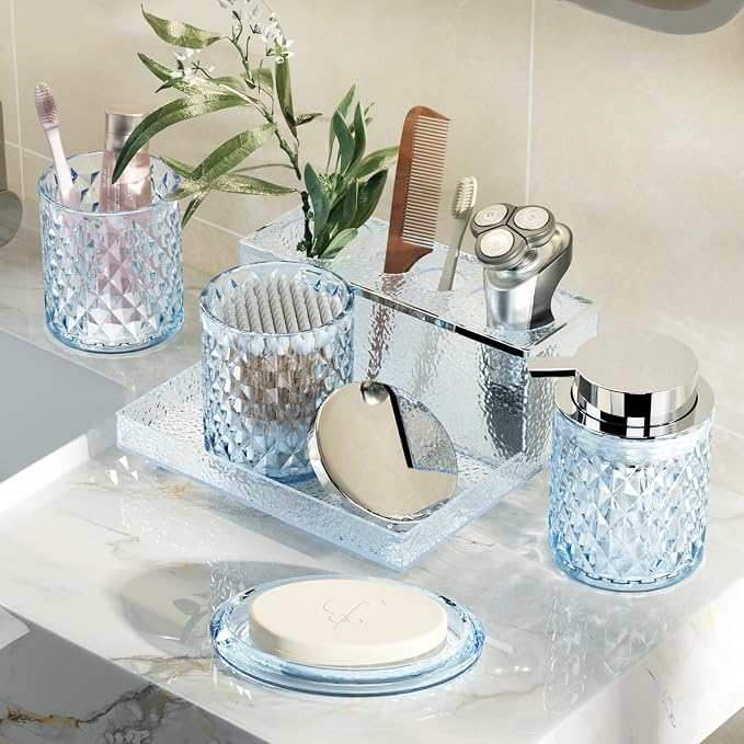 Glass Bathroom Accessories Set 5Pcs Crystal - Image 5