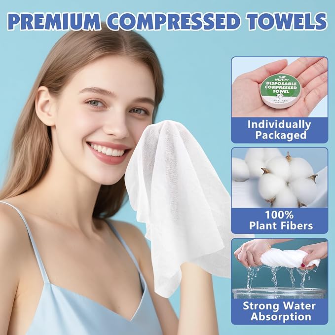 40 Pack Compressed Towel, 11.9in x 15.8in Large Magic Disposable Towel - Image 3