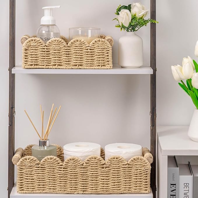 CubesLand Scalloped Edge Toilet Paper Storage Basket, Living Room Home Cozy - Image 4