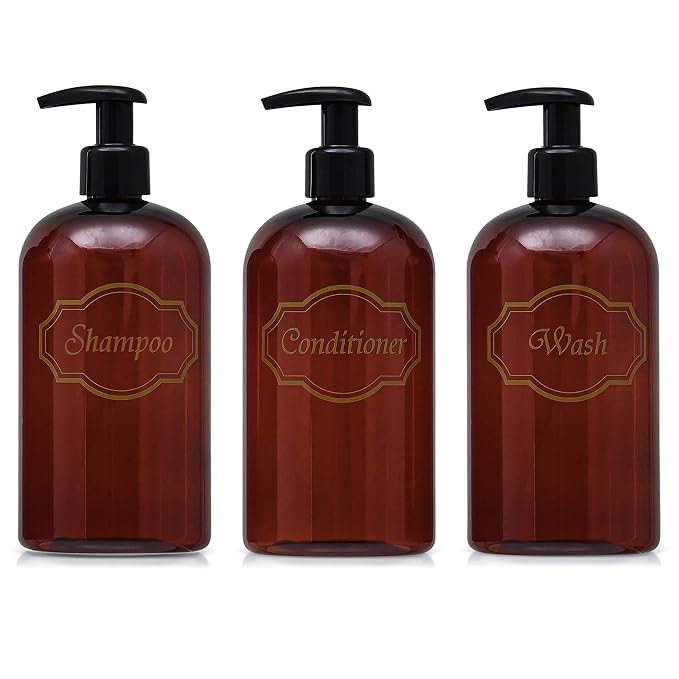 Bottiful Home-16 oz Shampoo, Conditioner, Wash Refillable Empty Plastic Pump by BottifulHome