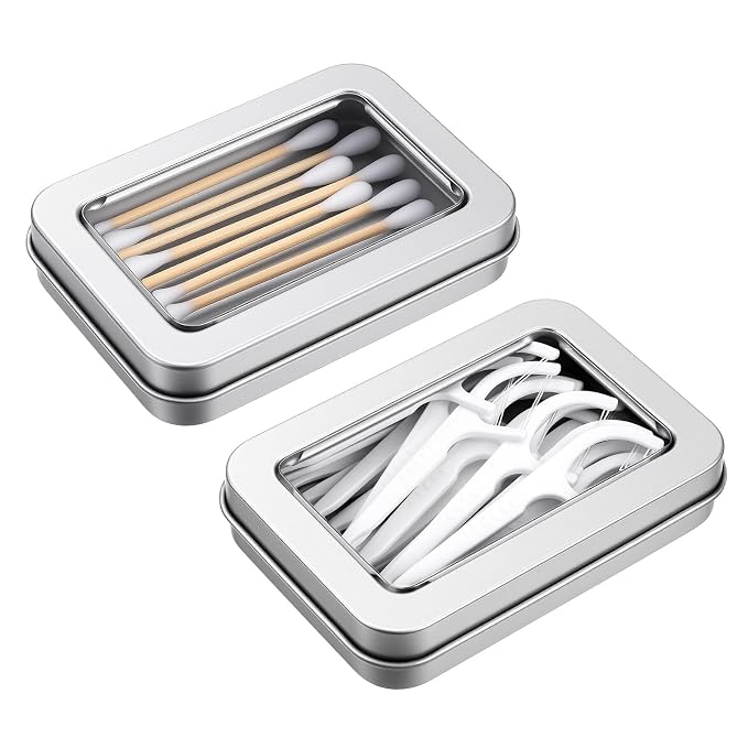 2PCS Metal Cotton Swab Holder, Portable Small Floss Pick Holder, Reusable Empty by Unknown