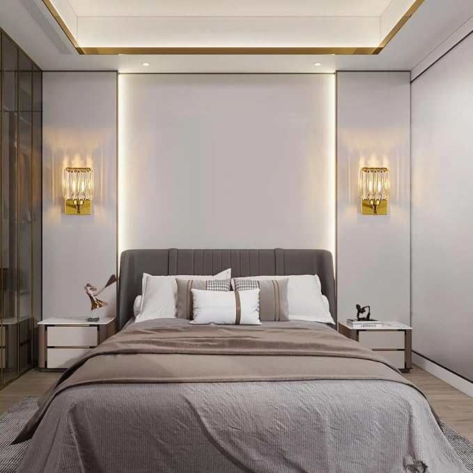 Wall Sconces Crystal Gold Wall Sconce Set of Two Indoor Wall Lamp Modern Wall - Image 3