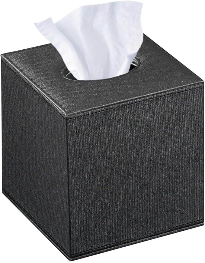 Leather Tissue Box Cover Square, Decorative Cube Tissue Box Holder by YAPISHI
