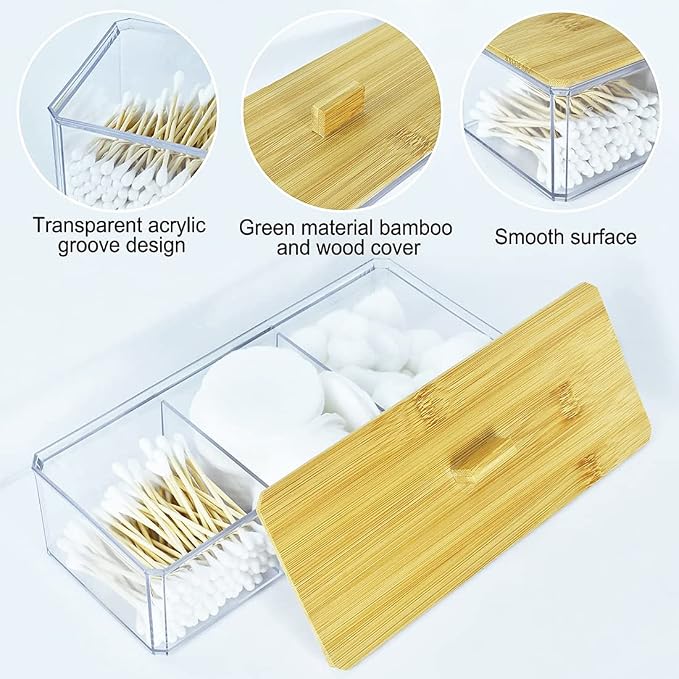 Acrylic Qtip Dispenser with Wood Lid - Image 5