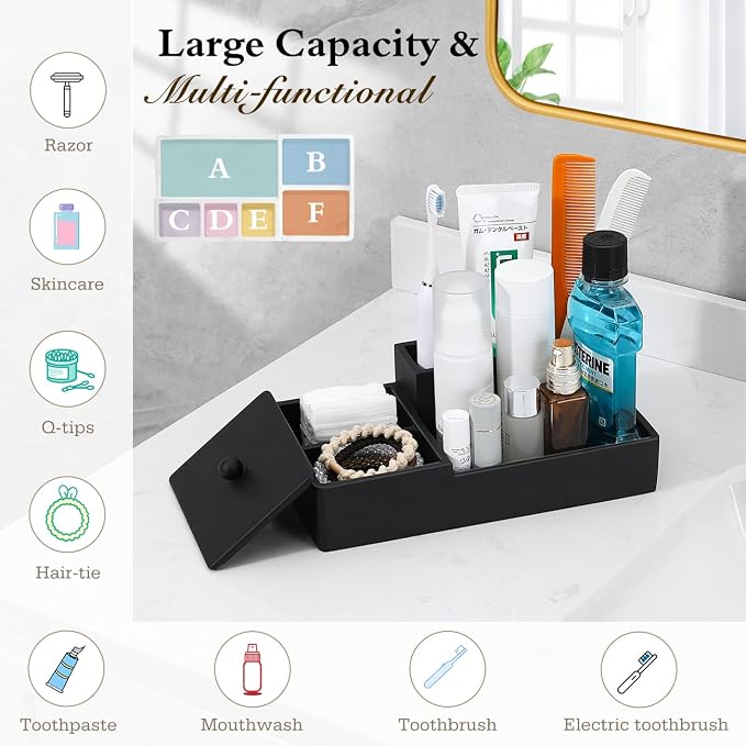 Luxspire Bathroom Counter Organizer, Marble Toothbrush Holder - Image 5