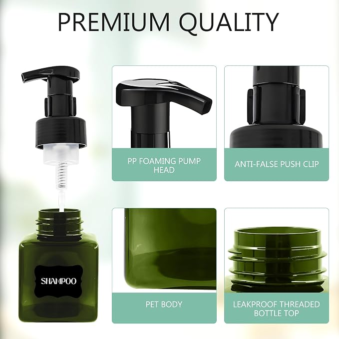 8.5 oz Foaming Soap Dispenser Plastic Foaming Pump Bottle, Refillable Dispenser - Image 5