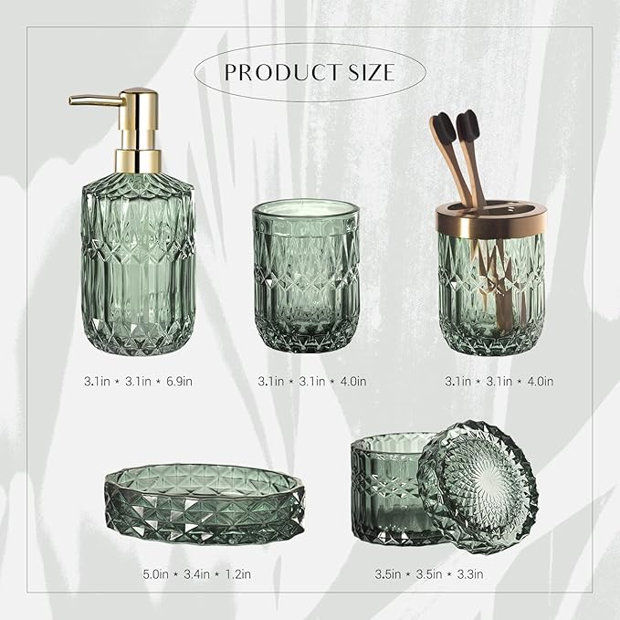 EMPO 6PCS Bathroom Clear Glass Accessories Set, Contemporary Modern Decor - Image 6
