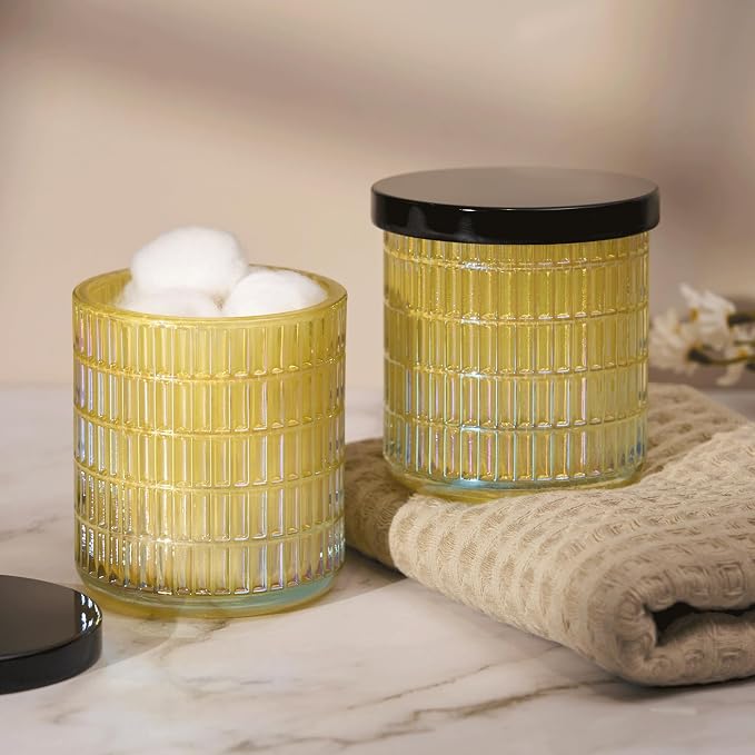 Qtip Holder for Bathroom set of 2, Bathroom Canisters for Cotton Balls - Image 3