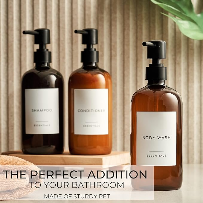 Stylish Shampoo and Conditioner Dispenser Set of 3 - Image 4