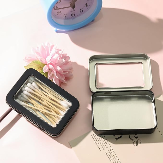 2 PCS Portable Cotton Swab & Floss Holder, Travel-Size Empty Metal Containers - Image 2