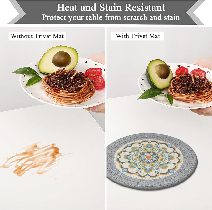 SHACOS 8 Inches Trivets for Hot Dishes, 4 Pieces Cotton and Felt Floral Pattern - Image 4