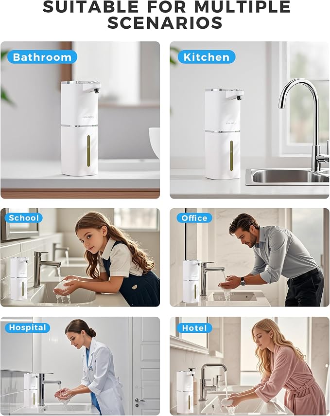 2 Pack Automatic Foaming Soap Dispenser, 400ml//13.53oz, USB Rechargeable - Image 9