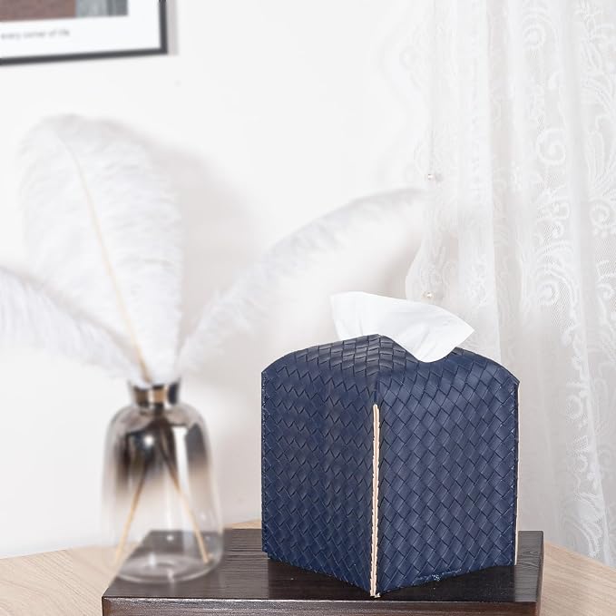 Tissue Box Cover PU Leather Tissue Holder Square Facial Tissue Case Facial - Image 2