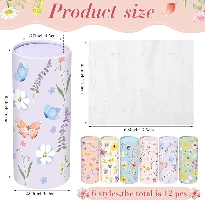Outus 12 Pcs Floral Car Tissue Holder Cylinders - Image 2
