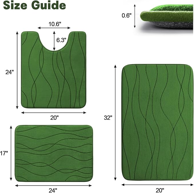 YIHOUSE Memory Foam Bathroom Rug Sets 3 Piece, Ultra Absorbent Bath Mat - Image 2