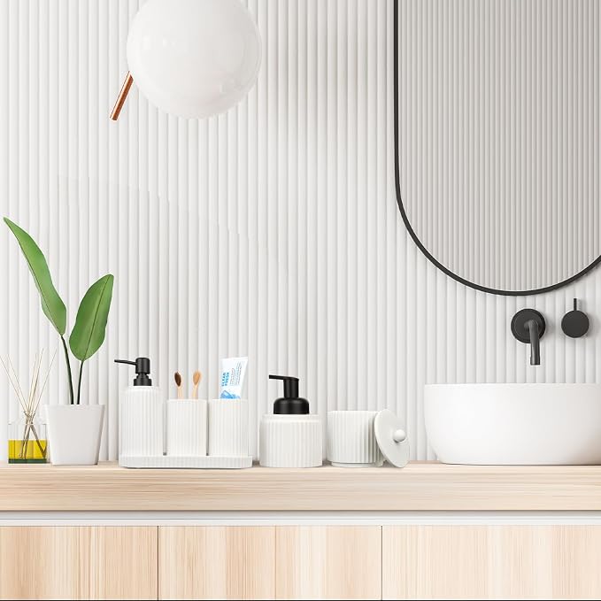 White Bathroom Accessory Set - Image 6