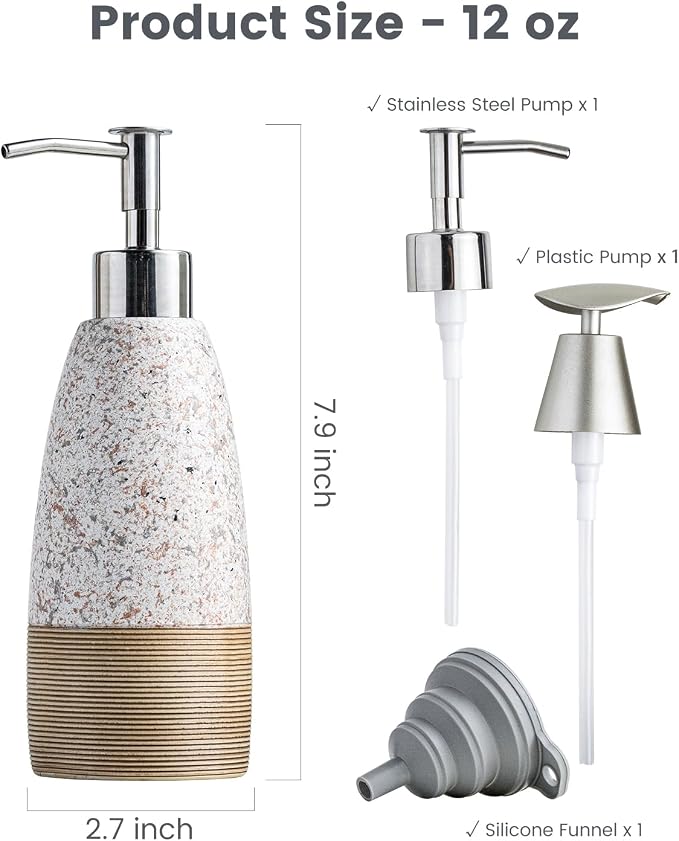 Soap Dispenser Set for Shower, Ceramic Refillable Soap Bottle for Shampoo - Image 2