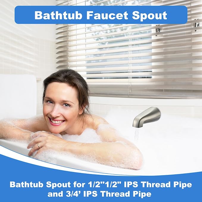 Universal Bath Tub Spout with Adapter, Bathtub Faucet Spout Without Diverter - Image 7