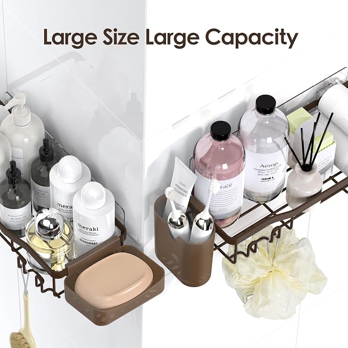 Shower Caddy Adhesive Shower Organizer 8-Pack, Rustproof Stainless Steel - Image 9