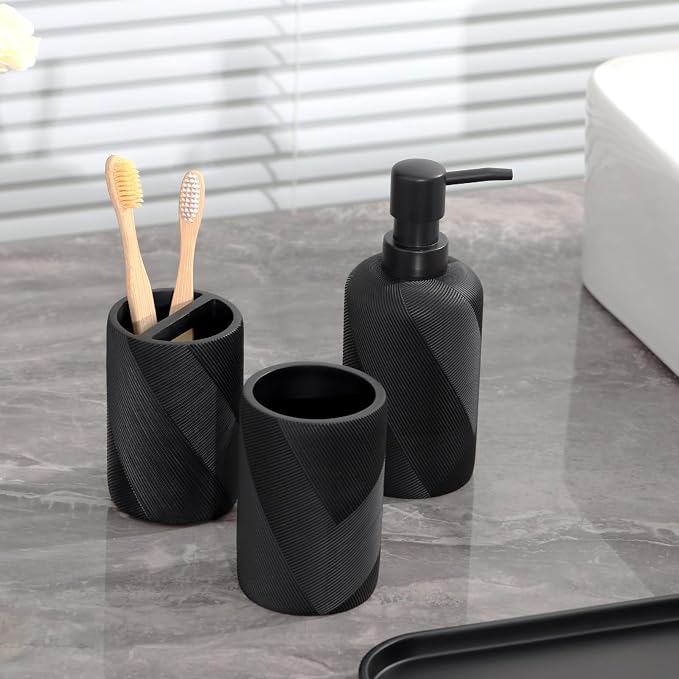 Bathroom Accessories Set, Bathroom Organizer Countertop, Soap Dispenser and - Image 5
